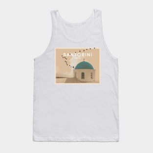 Blue Domed Church Oia Santorini Island Greece Art Print Tank Top